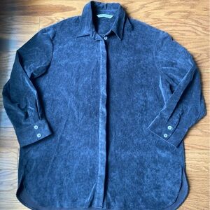 Women’s Zara Cropped Sleeve Black Button Up Shirt-XL